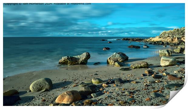 Rocky Beach at Hopeman Print by Tom McPherson