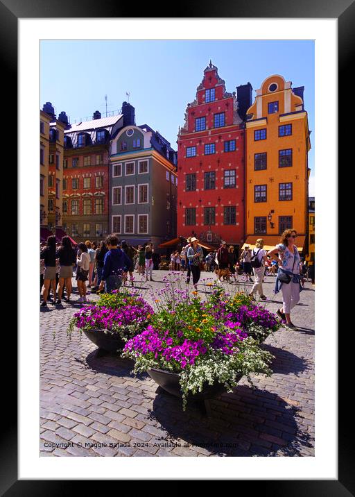Gamla Stan Cityscape in Stockholm Framed Mounted Print by Maggie Bajada