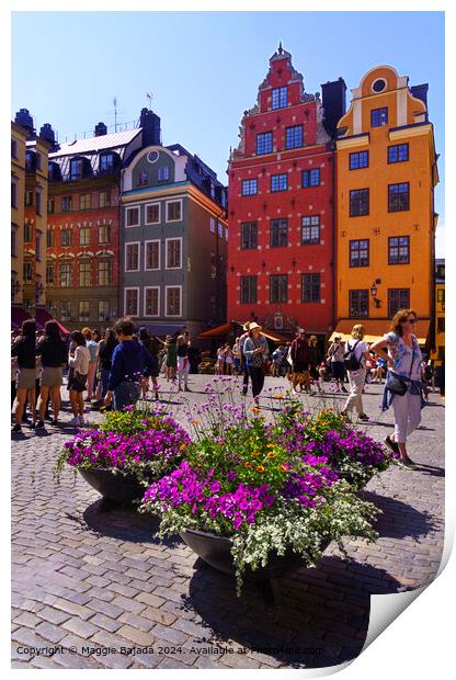 Gamla Stan Cityscape in Stockholm Print by Maggie Bajada