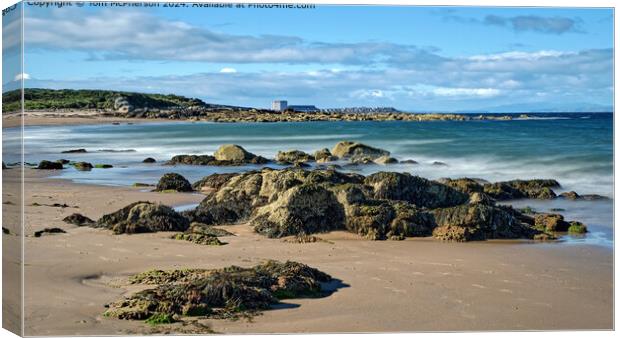 Sand, Sea, Sky in Hopeman Canvas Print by Tom McPherson