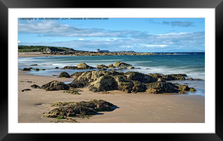 Sand, Sea, Sky in Hopeman Framed Mounted Print by Tom McPherson