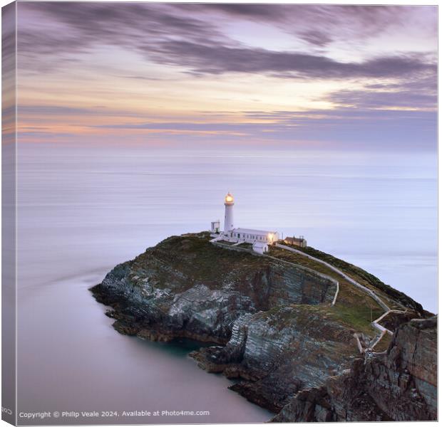 South Stack Lighthouse at Sunset. Canvas Print by Philip Veale