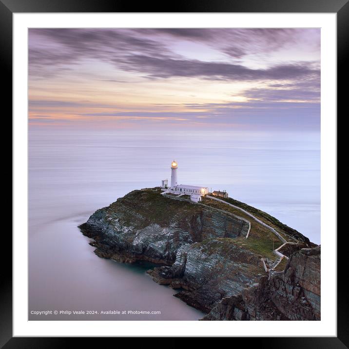 South Stack Lighthouse at Sunset. Framed Mounted Print by Philip Veale