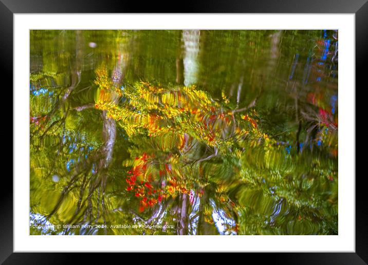 Vibrant Autumn Water Reflection Abstract KyotoJapan Framed Mounted Print by William Perry