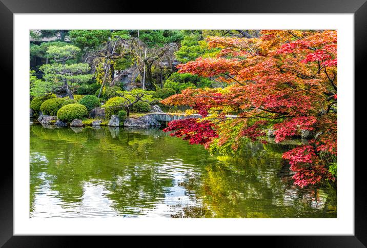 Vibrant Autumn Reflection, Heian Shrine, Kyoto Framed Mounted Print by William Perry