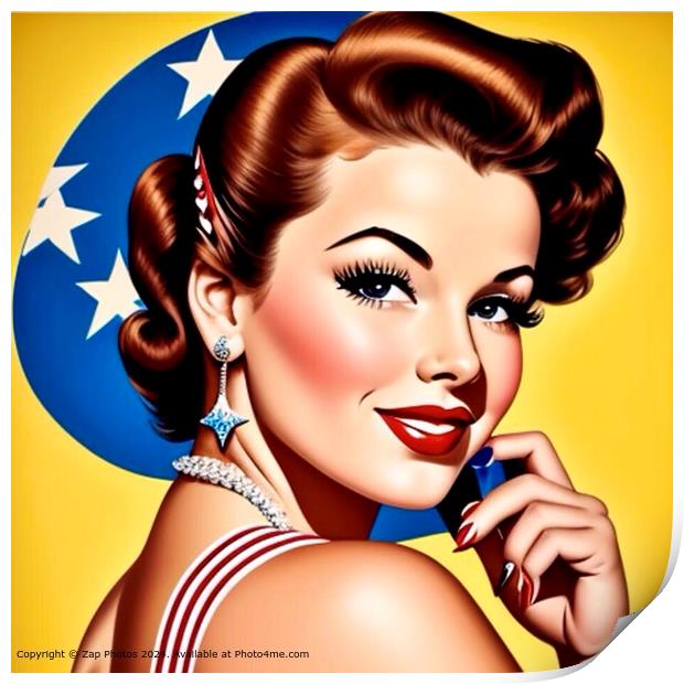 1950s Pin Up  Girl Glamour Print by Zap Photos