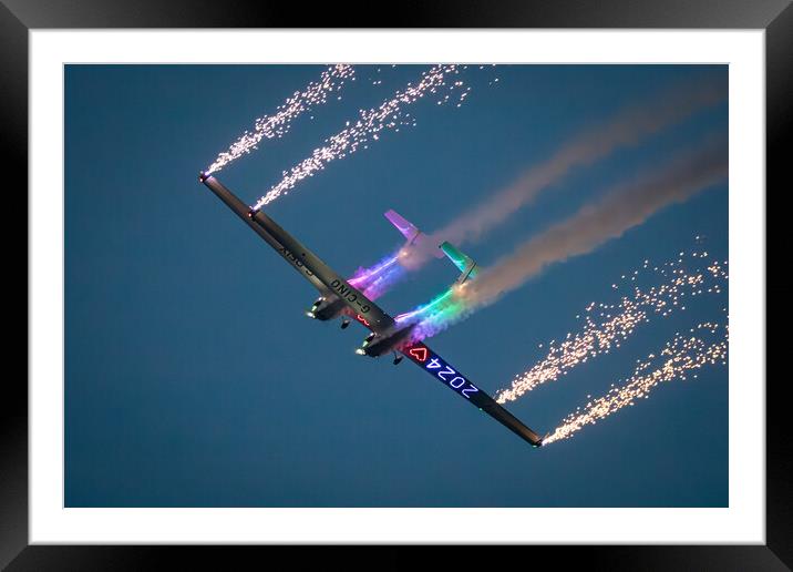 Nightglow Airborne Pyrotechnics Framed Mounted Print by J Biggadike