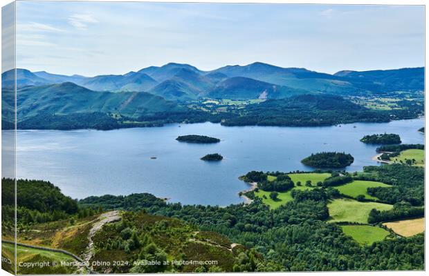 Aerial View Of Lake District UK Canvas Print by Marianna Obino