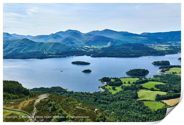 Aerial View Of Lake District UK Print by Marianna Obino