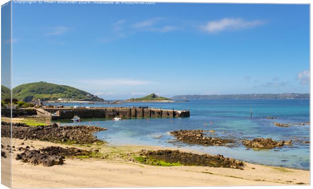 Herm Harbour and Beach, Guernsey Canvas Print by Pearl Bucknall