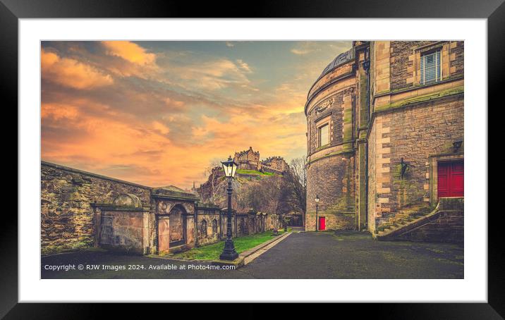 Edinburgh Castle Sunset Framed Mounted Print by RJW Images