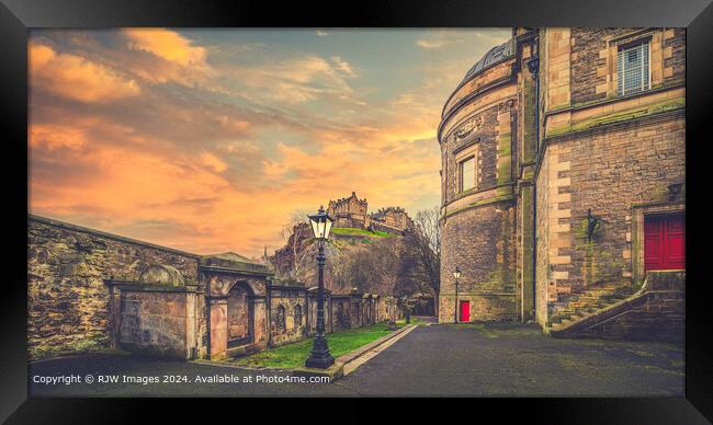 Edinburgh Castle Sunset Framed Print by RJW Images