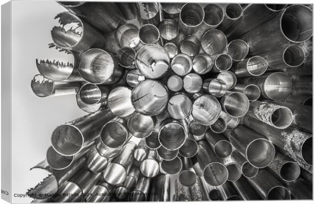 Black and White Abstract Metal Tubes of Sibelius Park Monument. Canvas Print by Maggie Bajada