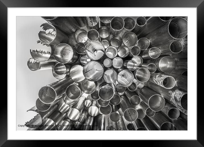 Black and White Abstract Metal Tubes of Sibelius Park Monument. Framed Mounted Print by Maggie Bajada