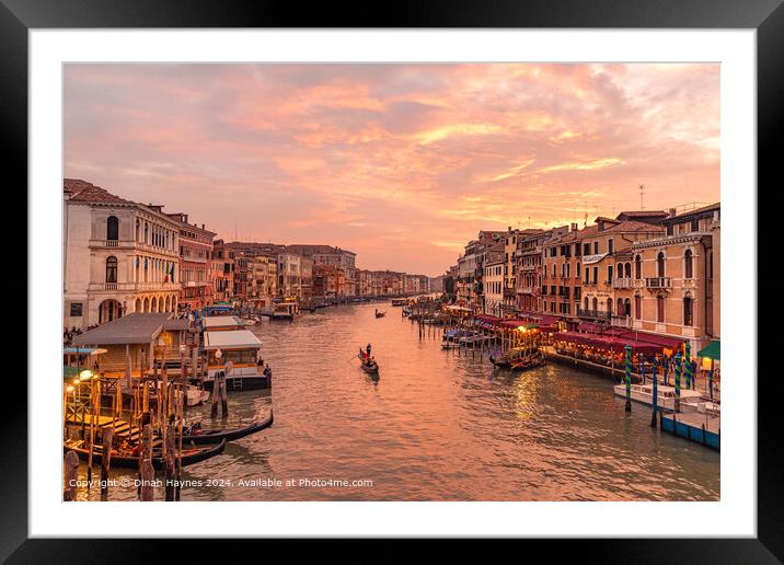 Ponte de Rialto Sunset, Venice Framed Mounted Print by Dinah Haynes