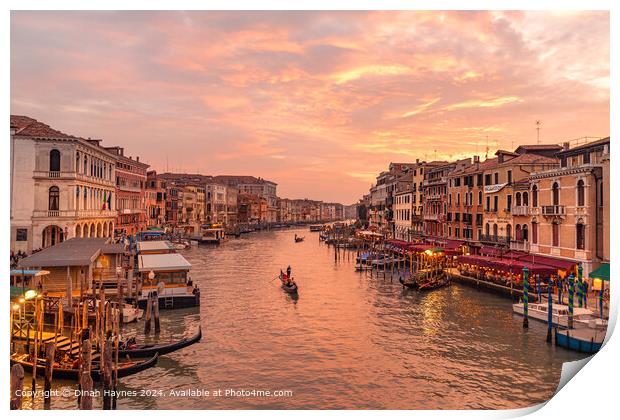 Ponte de Rialto Sunset, Venice Print by Dinah Haynes