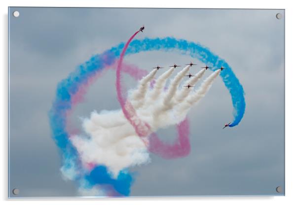 Red Arrows Tornado  Acrylic by Jack Biggadike