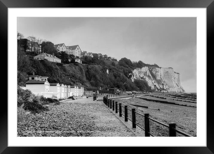 St Margarets Bay Kent  Monochrome   Framed Mounted Print by Diana Mower