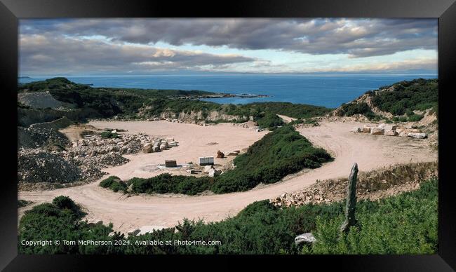 Clashach Quarry Landscape: Red Sandstone & Sea Framed Print by Tom McPherson