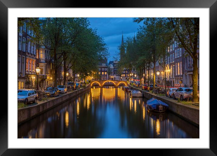 Twilight along the Leidsegracht canal Framed Mounted Print by Jason Wells