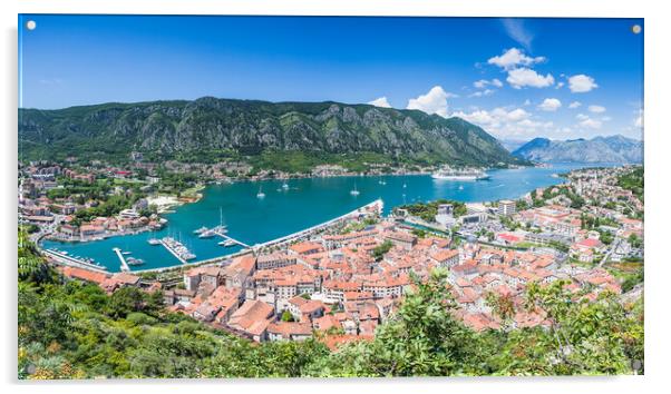 Kotor old town panorama Acrylic by Jason Wells