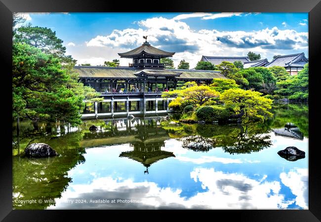 Peace Bridge Reflection Kyoto Framed Print by William Perry