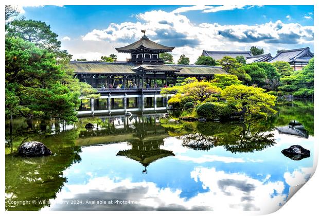 Peace Bridge Reflection Kyoto Print by William Perry