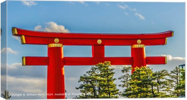 Red Tori Gate Heian Shinto Shrine Canvas Print by William Perry