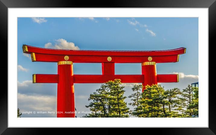 Red Tori Gate Heian Shinto Shrine Framed Mounted Print by William Perry