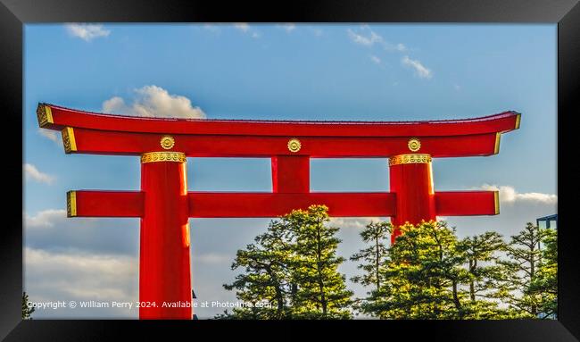 Red Tori Gate Heian Shinto Shrine Framed Print by William Perry