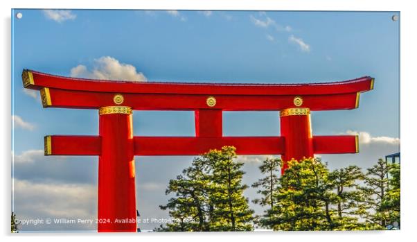 Red Tori Gate Heian Shinto Shrine Acrylic by William Perry