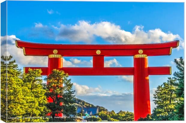 Red Tori Gate Heian Shrine Kyoto Canvas Print by William Perry