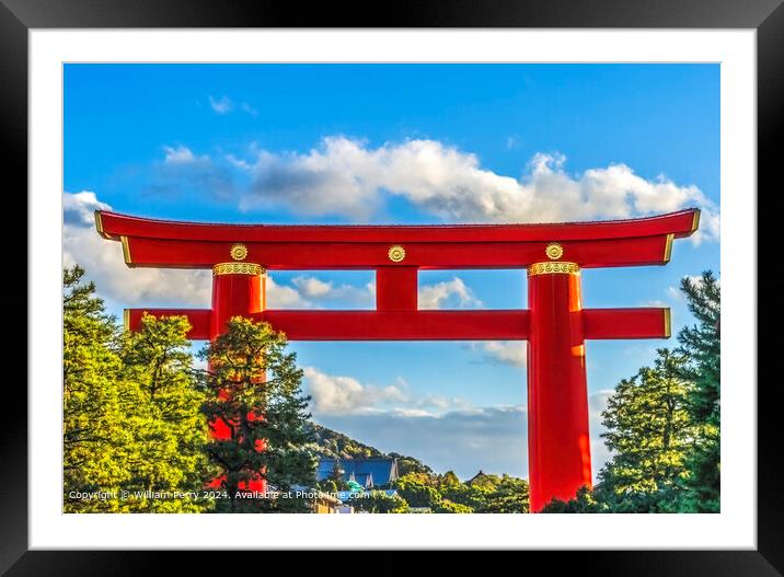 Red Tori Gate Heian Shrine Kyoto Framed Mounted Print by William Perry