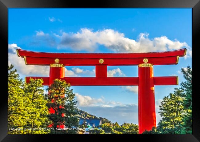 Red Tori Gate Heian Shrine Kyoto Framed Print by William Perry