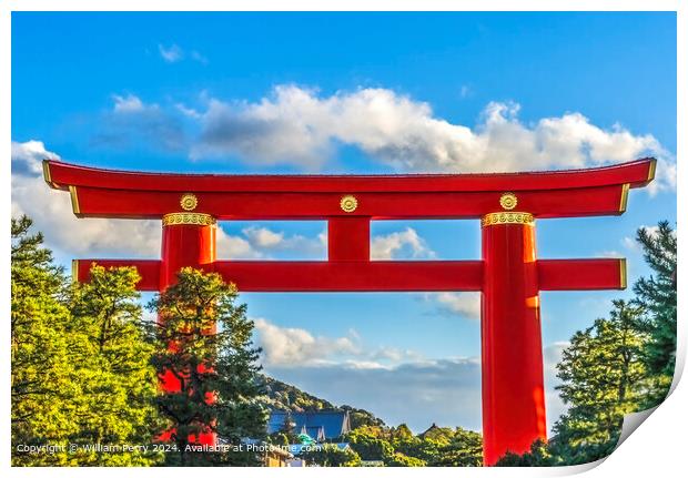 Red Tori Gate Heian Shrine Kyoto Print by William Perry