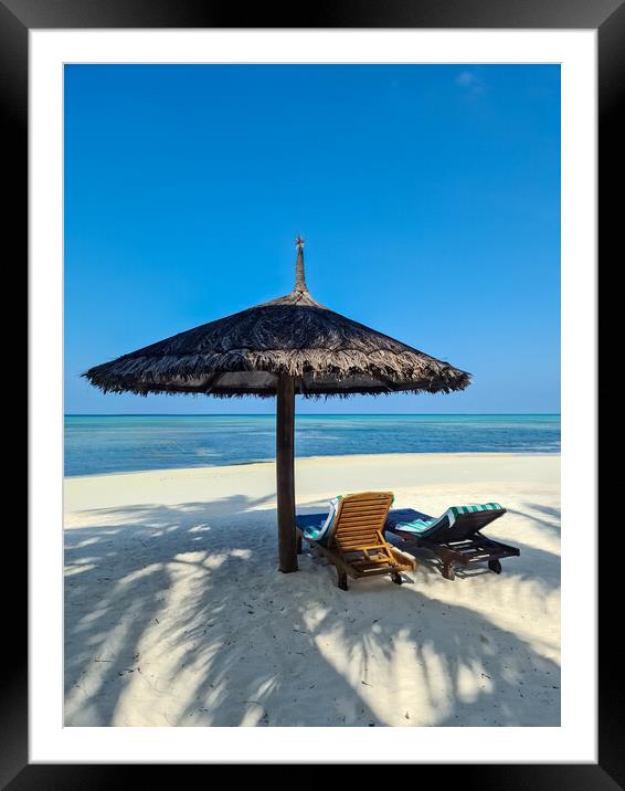 Maldives Beach Relaxation White Sand Framed Mounted Print by Michael Piepgras