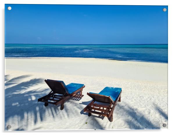Maldives Paradise Beach Acrylic by Michael Piepgras