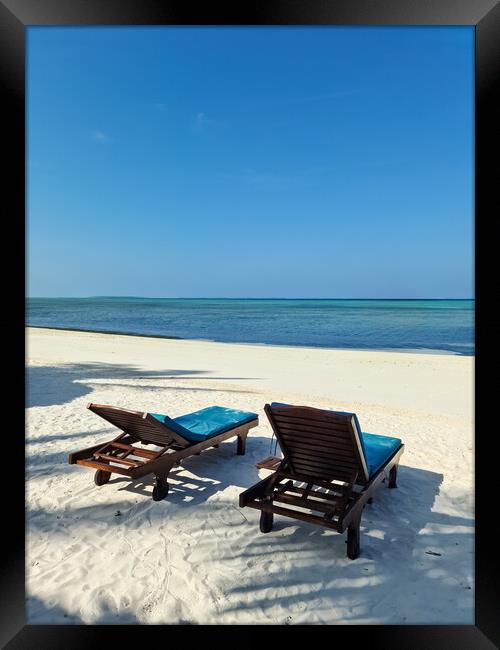 Idyllic Maldives Beach Paradise Framed Print by Michael Piepgras