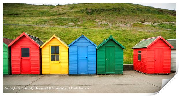 Vibrant Beach Huts, Whitby Seafront Print by Ironbridge Images