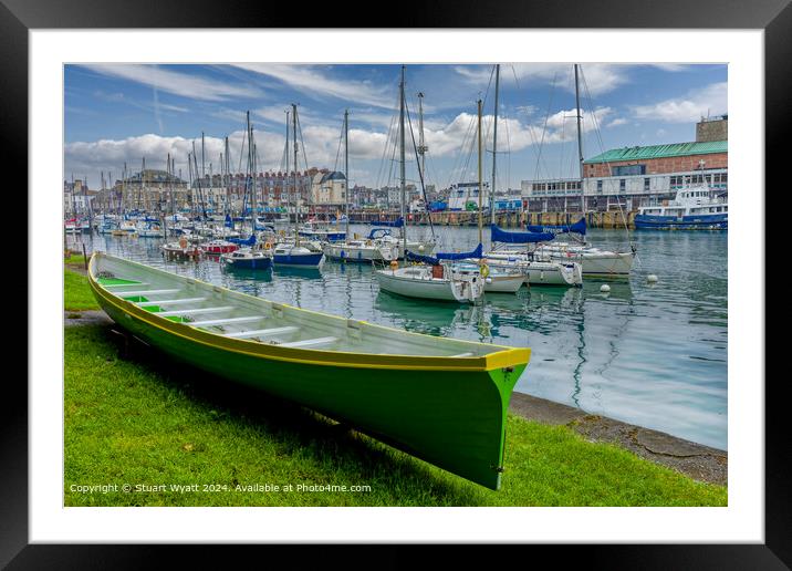 Weymouth Harbour: Pilot Rowing Gig Framed Mounted Print by Stuart Wyatt