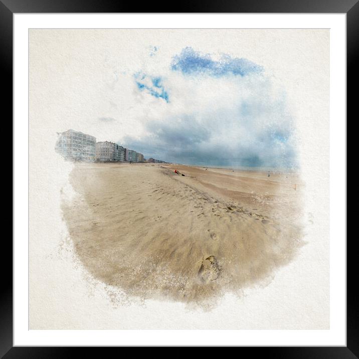 Tranquil Sint-Idesbald Beach in Autumn Framed Mounted Print by youri Mahieu