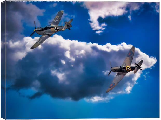 Defiance in the Clouds - Battle of Britain Canvas Print by Lee Kershaw