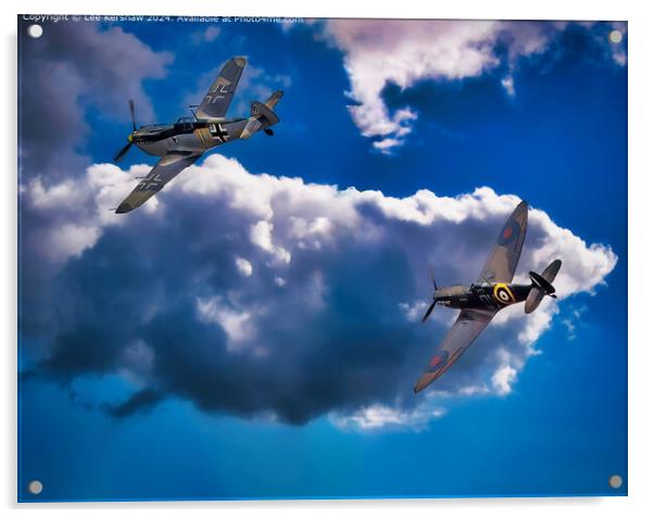 Defiance in the Clouds - Battle of Britain Acrylic by Lee Kershaw