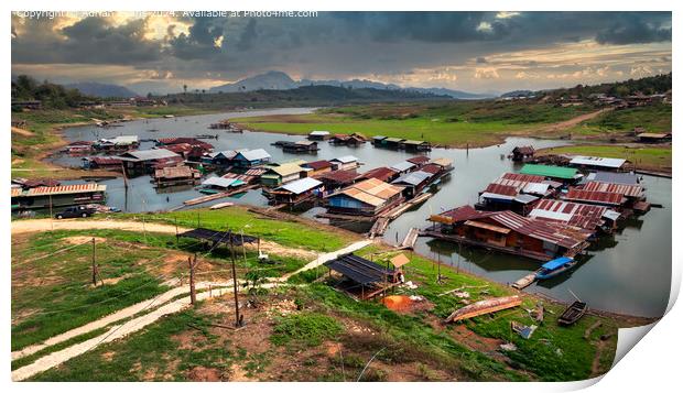 Mon Refugees Floating Village Thailand  Print by Adrian Evans