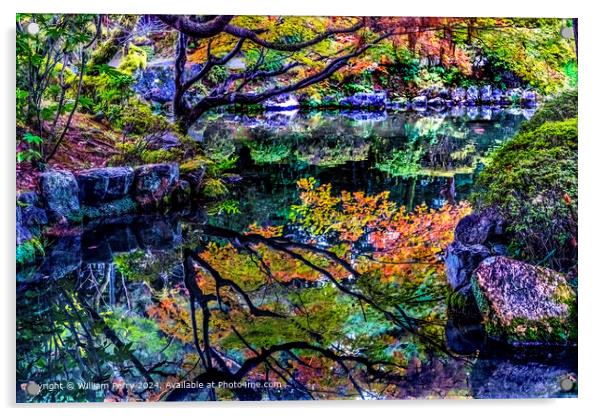 Heian Shrine Garden Reflection Kyoto Japan Acrylic by William Perry
