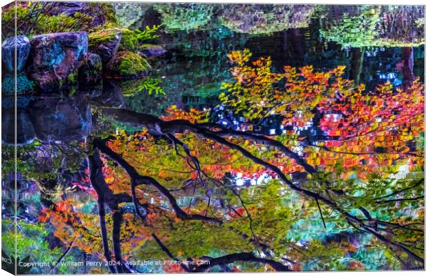 Heian Shrine Autumn Reflection Canvas Print by William Perry