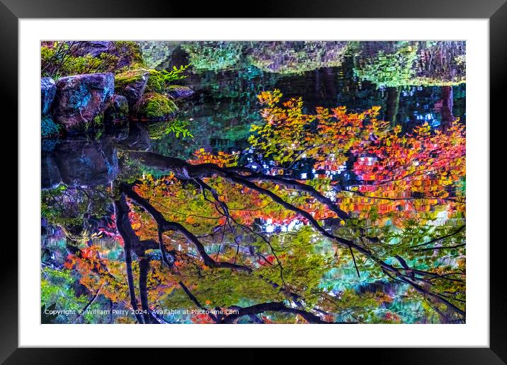 Heian Shrine Autumn Reflection Framed Mounted Print by William Perry