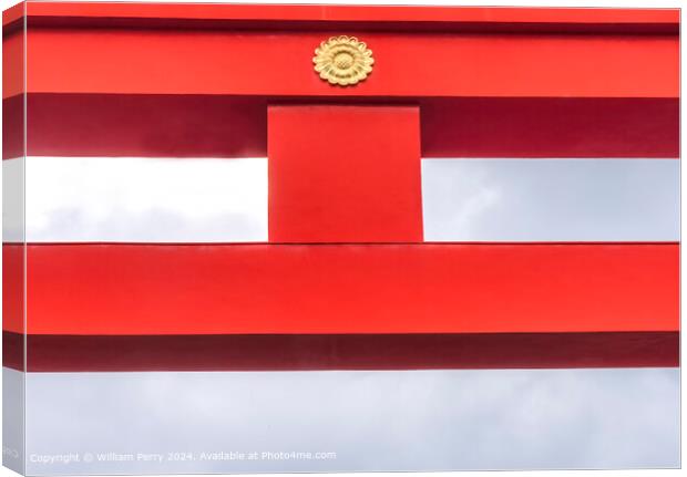 Red Tori Gate Heian Shrine Kyoto Japan Canvas Print by William Perry