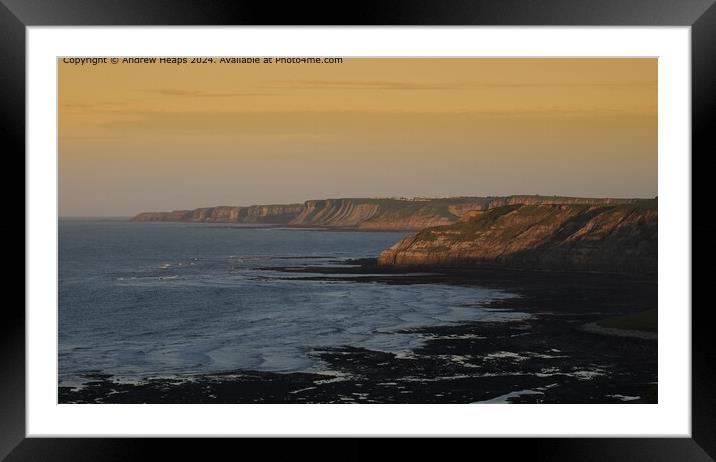 Scarborough Sunset Cliffs Framed Mounted Print by Andrew Heaps