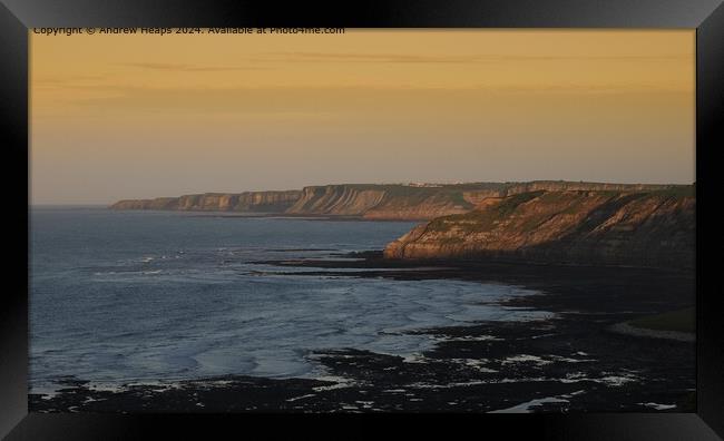Scarborough Sunset Cliffs Framed Print by Andrew Heaps